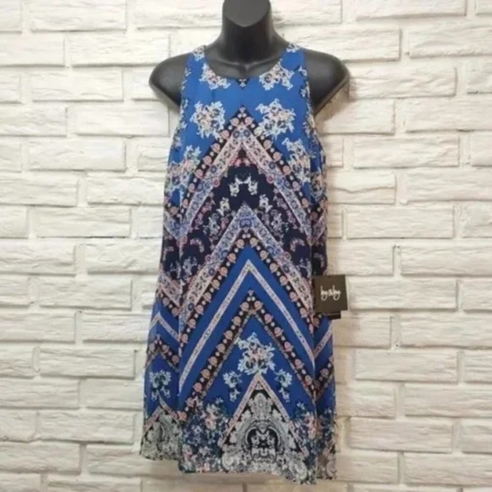 By & By Dress Blue Floral Sleeveless Dress Size S NWT